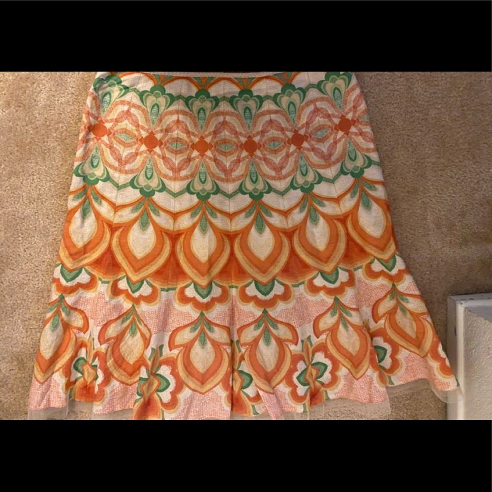 TAHARI Floral Linen Skirt Size 10